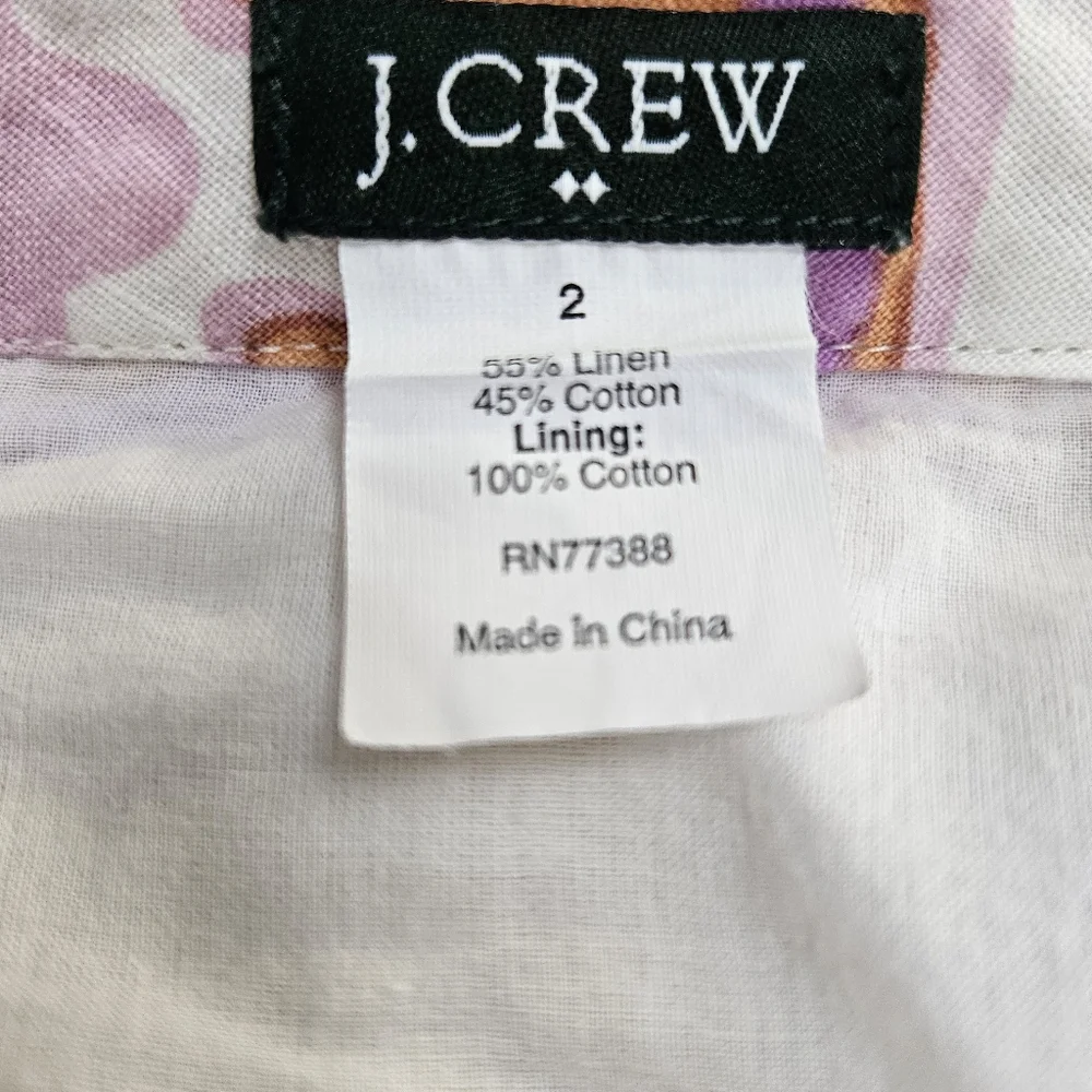 J Crew Dress Womens Linen Blend Shift Boho Colorful Resort Beach Vacation